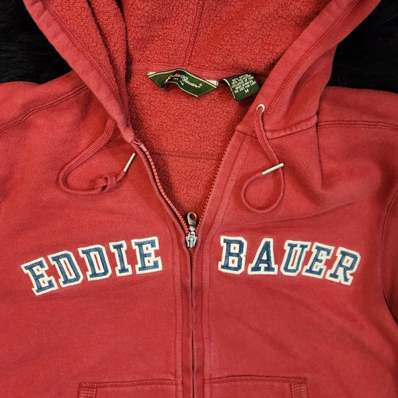 Eddie Bauer Vintage Burgundy Zip-up Hoodie Size M - Picture 4 of 10